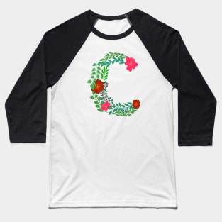 ALPHABET C FROM LEAVES AND FLOWERS Baseball T-Shirt